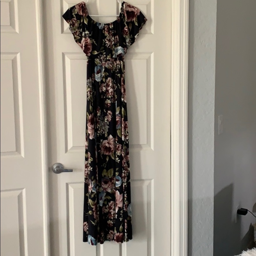 Pinkblush off the shoulder maternity dress.